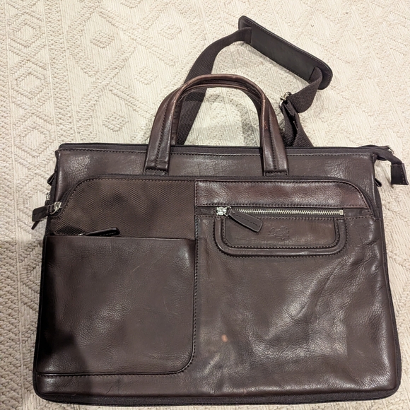 Scully Dark Brown Leather Briefcase - Picture 1 of 1